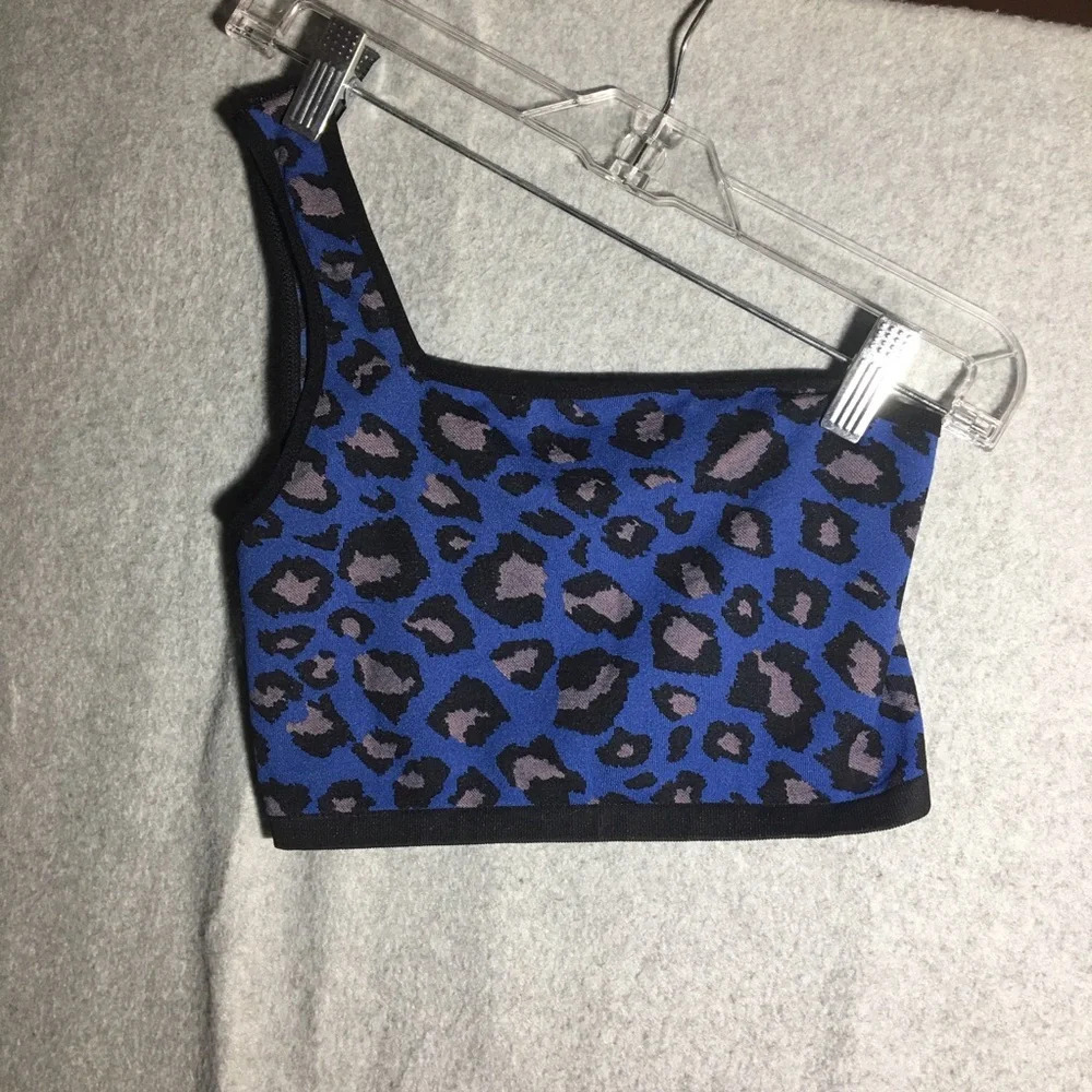 Womens NWOT Free People Movement Sports Bra Blue Leopard Athletic Athleisure